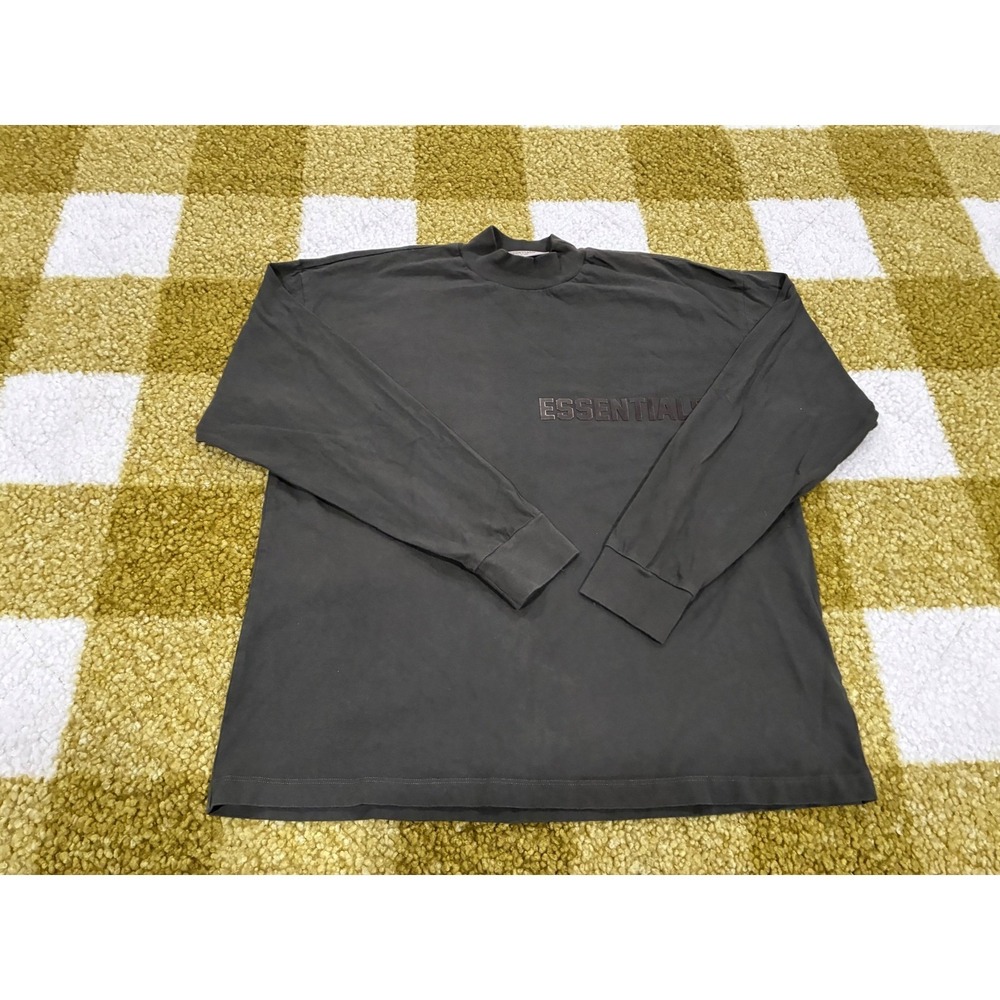 Fear of God Essentials Mock Neck Long Sleeve T-Shirt Charcoal Grey Boxy Small